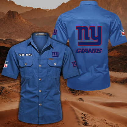 FINAL SALE - NEW CUSTOMIZED NFL32 NYG NEW YORK GIANTS MUTICOLOR MEN'S CARGO SHIRT
