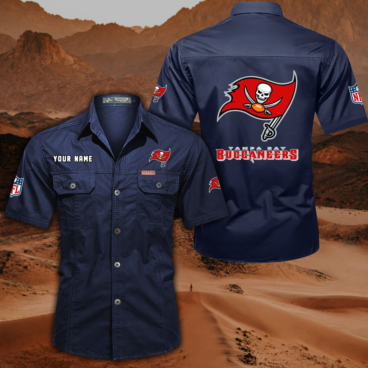 FINAL SALE - NEW CUSTOMIZED NFL10 TBB TAMPA BAY BUCCANEERS MUTICOLOR MEN'S CARGO SHIRT