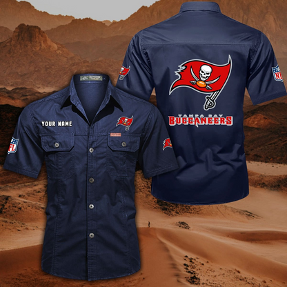 FINAL SALE - NEW CUSTOMIZED NFL10 TBB TAMPA BAY BUCCANEERS MUTICOLOR MEN'S CARGO SHIRT