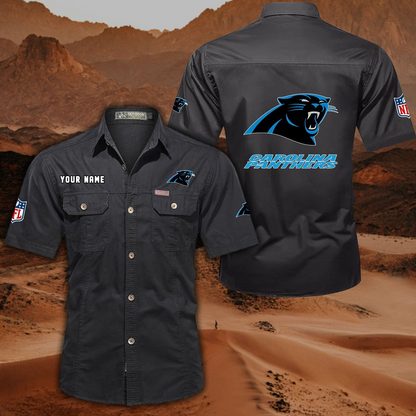 FINAL SALE - NEW CUSTOMIZED NFL23 CLP CAROLINA PANTHERS MUTICOLOR MEN'S CARGO SHIRT