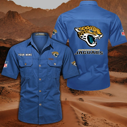 FINAL SALE - NEW CUSTOMIZED NFL30 JSJ JACKSONVILLE JAGUARS MUTICOLOR MEN'S CARGO SHIRT