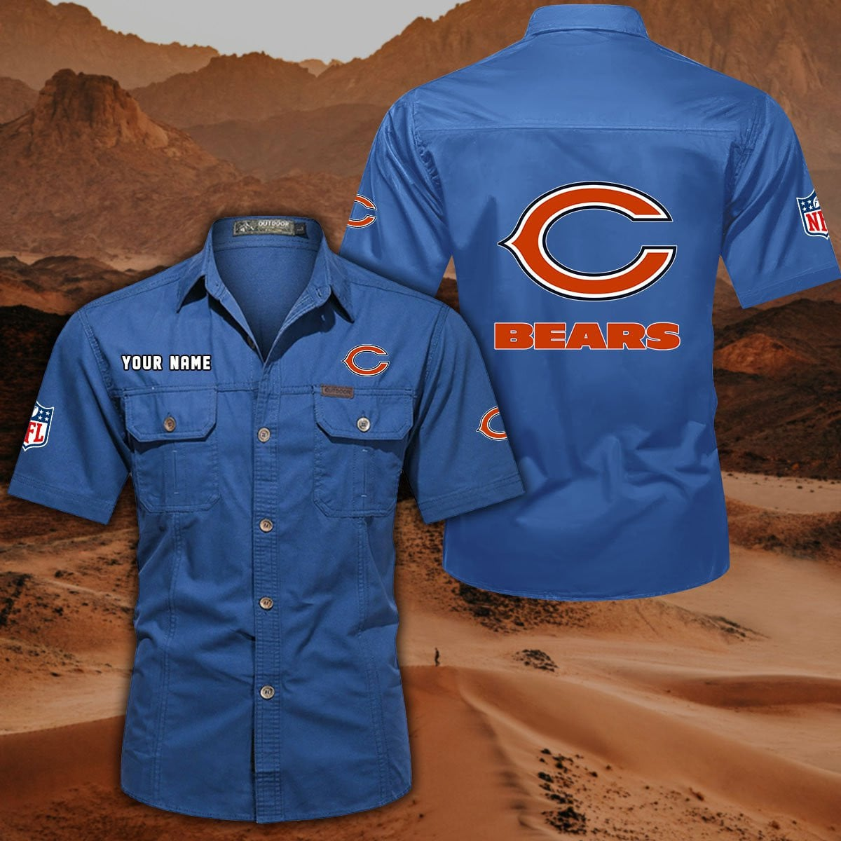FINAL SALE - NEW CUSTOMIZED NFL26 CCB CHICAGO BEARS MUTICOLOR MEN'S CARGO SHIRT