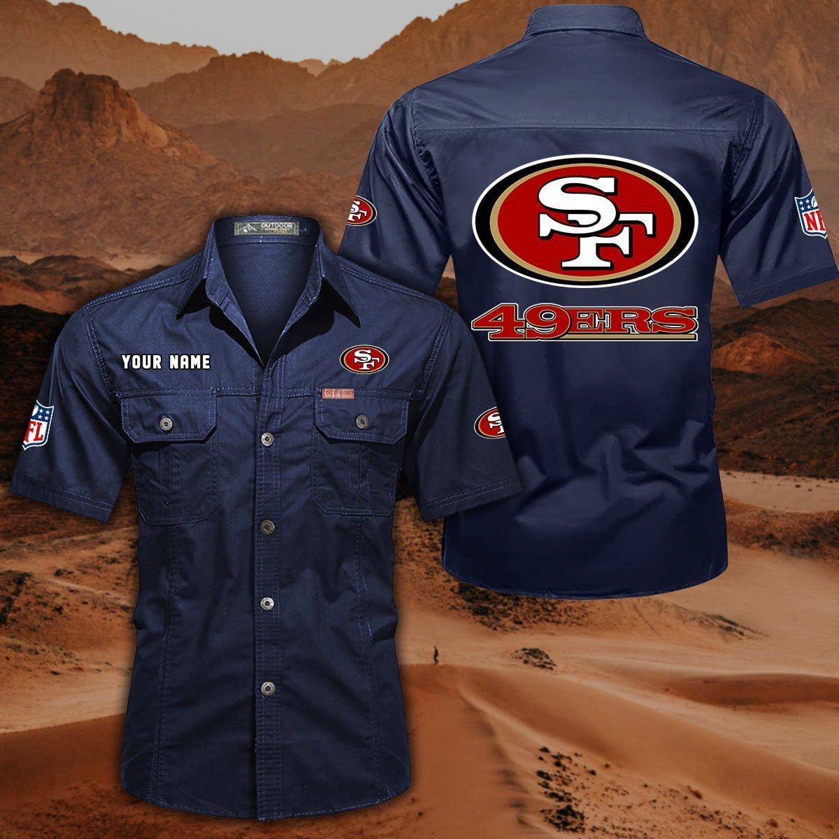 FINAL SALE - NEW CUSTOMIZED NFL11 SF49 SAN FRANCISCO 49ERS MUTICOLOR MEN'S CARGO SHIRT