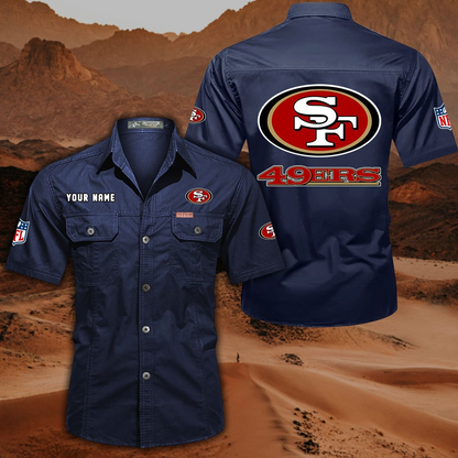 FINAL SALE - NEW CUSTOMIZED NFL11 SF49 SAN FRANCISCO 49ERS MUTICOLOR MEN'S CARGO SHIRT