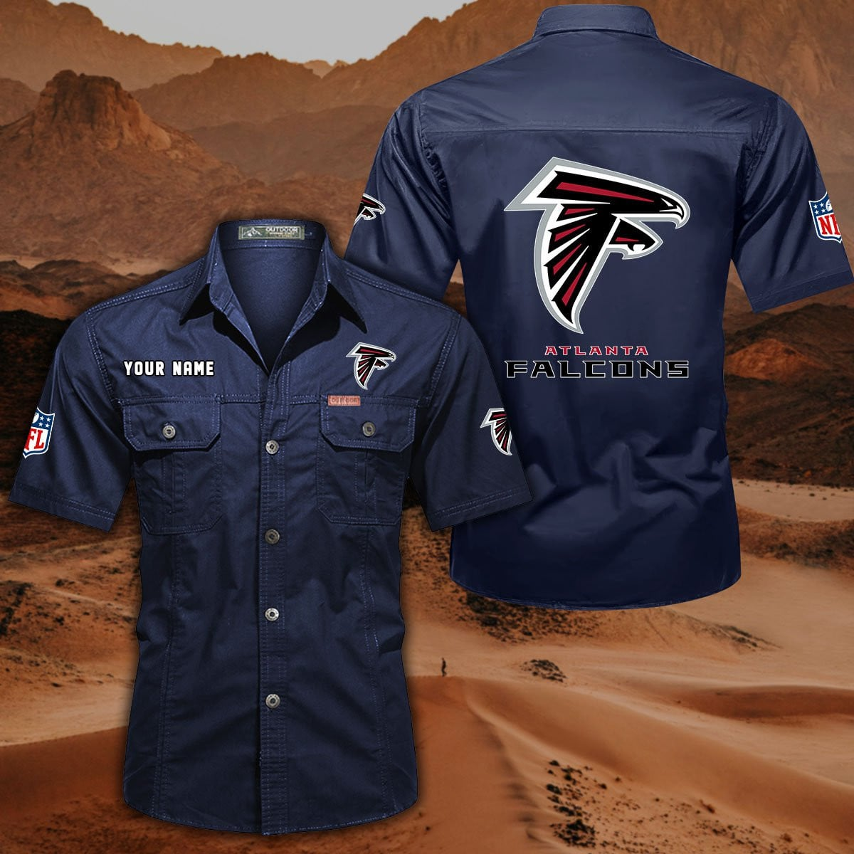 FINAL SALE - NEW CUSTOMIZED NFL18 ATF ATLANTA FALCONS MUTICOLOR MEN'S CARGO SHIRT