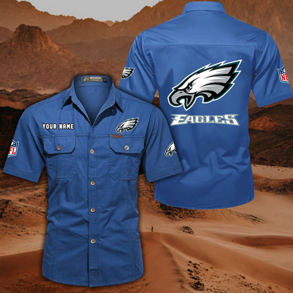 FINAL SALE - NEW CUSTOMIZED NFL02 PPE PHILADELPHIA EAGLES MUTICOLOR MEN'S CARGO SHIRT