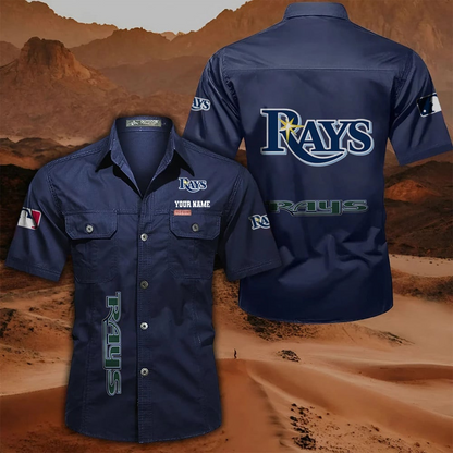 LIMITED EDITION - NEW CUSTOMIZED MLB21 TBR TAMPA BAY RAYS MEN'S CARGO SHIRT