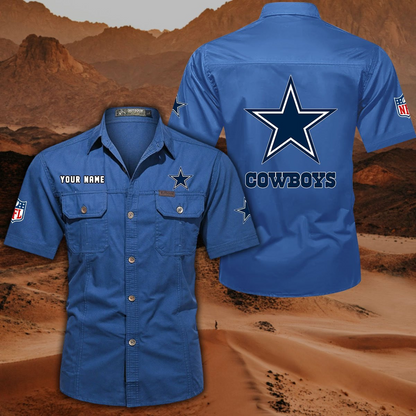 FINAL SALE - NEW CUSTOMIZED NFL21 DCB DALLAS COWBOYS MUTICOLOR MEN'S CARGO SHIRT
