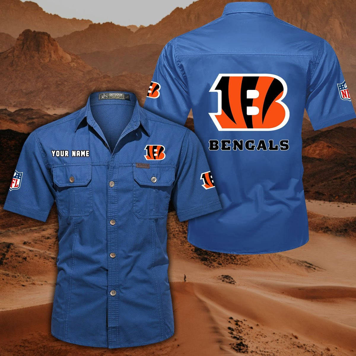 FINAL SALE - NEW CUSTOMIZED NFL16 CCB CINCINNATI BENGALS MUTICOLOR MEN'S CARGO SHIRT