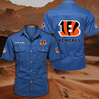 FINAL SALE - NEW CUSTOMIZED NFL16 CCB CINCINNATI BENGALS MUTICOLOR MEN'S CARGO SHIRT