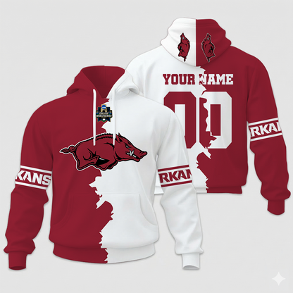 MEGA SALE - NEW CUSTOMIZED COLLEGE WORLD SERIES NCAA03 ARKANSAS RAZORBACKS UNISEX HOODIE & ZIP HOODIE