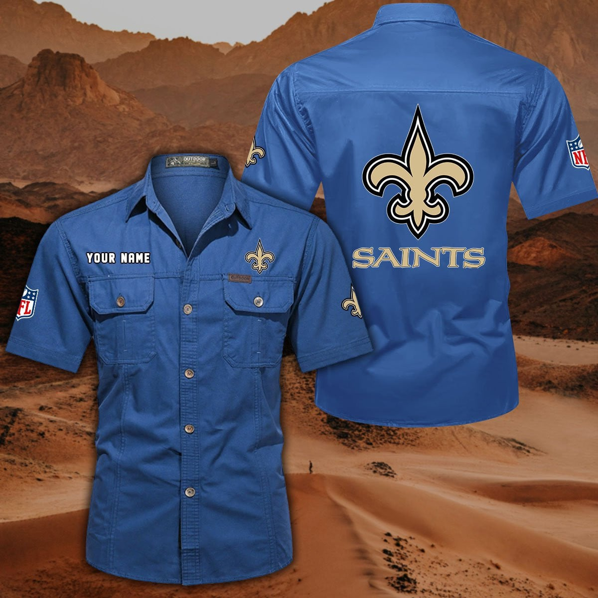FINAL SALE - NEW CUSTOMIZED NFL24 NOS NEW ORLEANS SAINTS MUTICOLOR MEN'S CARGO SHIRT