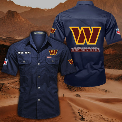 FINAL SALE - NEW CUSTOMIZED NFL12 WTC WASHINGTON COMMANDERS MUTICOLOR MEN'S CARGO SHIRT