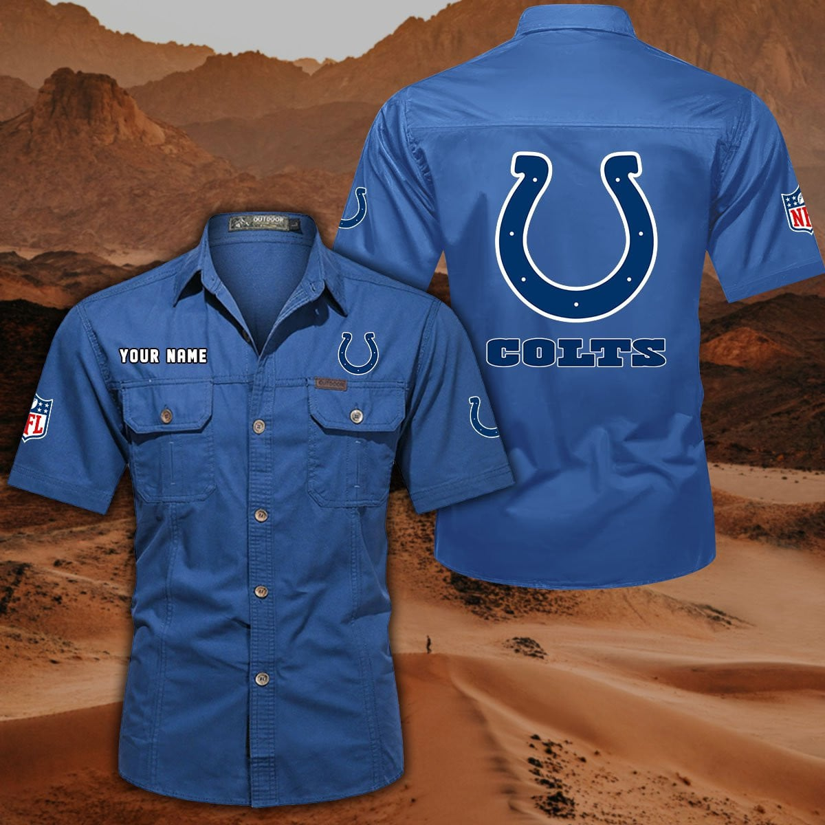 FINAL SALE - NEW CUSTOMIZED NFL17 IDC INDIANAPOLIS COLTS MUTICOLOR MEN'S CARGO SHIRT