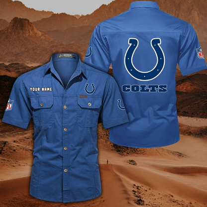 FINAL SALE - NEW CUSTOMIZED NFL17 IDC INDIANAPOLIS COLTS MUTICOLOR MEN'S CARGO SHIRT