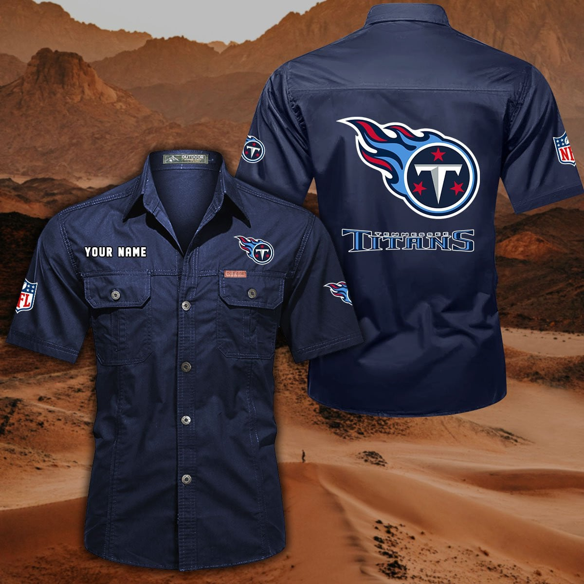 FINAL SALE - NEW CUSTOMIZED NFL31 TST TENNESSEE TITANS MUTICOLOR MEN'S CARGO SHIRT