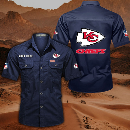FINAL SALE - NEW CUSTOMIZED NFL01 KCC KANSAS CITY CHIEFS MUTICOLOR MEN'S CARGO SHIRT