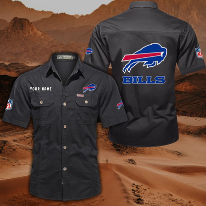 FINAL SALE - NEW CUSTOMIZED NFL03 BFB BUFFALO BILLS MUTICOLOR MEN'S CARGO SHIRT