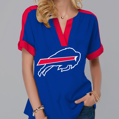 FINAL SALE - NEW CUSTOMIZED NFL03 BFB BUFFALO BILLS V-NECK FEMALE SHIRT