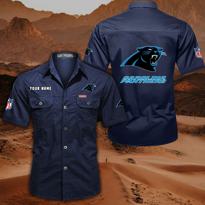 FINAL SALE - NEW CUSTOMIZED NFL23 CLP CAROLINA PANTHERS MUTICOLOR MEN'S CARGO SHIRT