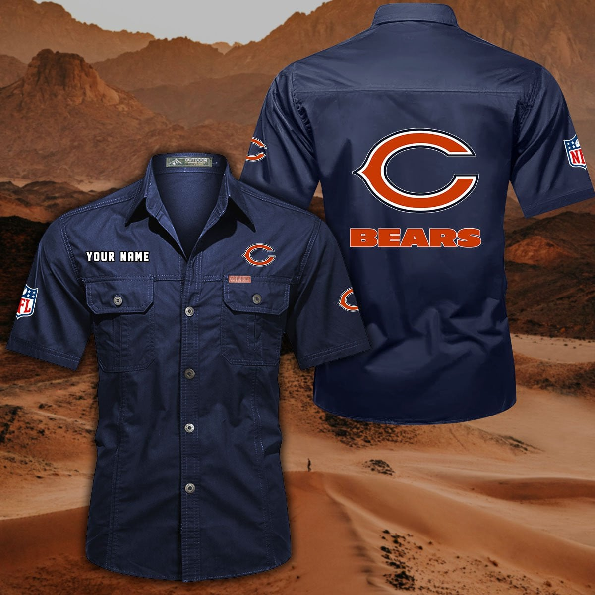 FINAL SALE - NEW CUSTOMIZED NFL26 CCB CHICAGO BEARS MUTICOLOR MEN'S CARGO SHIRT