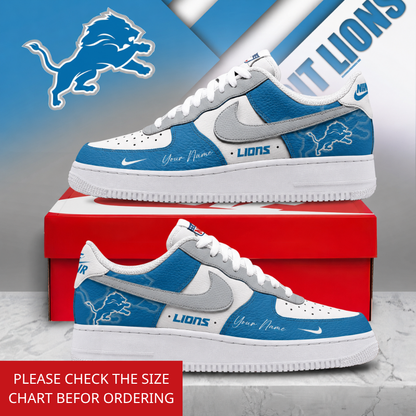 FINAL SALE - NEW CUSTOMIZED NFL04 DTL DETROIT LIONS AF1 SHOES