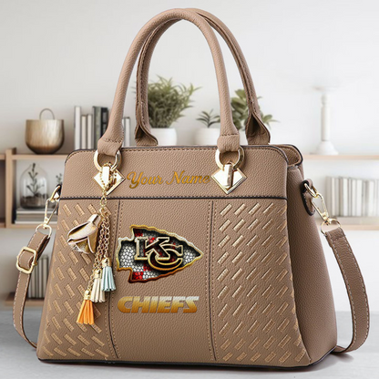 LIMITED EDITION - NEW CUSTOMIZED NFL01 KCC KANSAS CITY CHIEFS LUXURY HANDBAG IN MULTIPLE COLORS