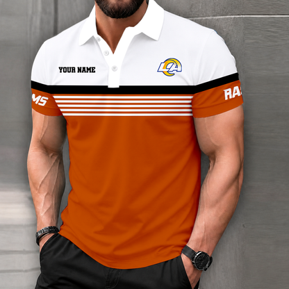 FINAL SALE - NEW CUSTOMIZED NFL22 LAR LOS ANGELES RAMS POLO SHIRT