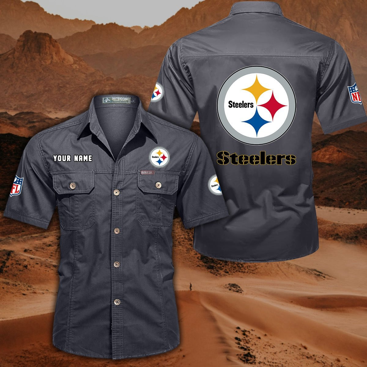 FINAL SALE - NEW CUSTOMIZED NFL14 PSB PITTSBURGH STEELERS MUTICOLOR MEN'S CARGO SHIRT
