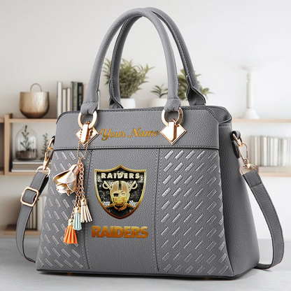 LIMITED EDITION - NEW CUSTOMIZED NFL07 LVR LAS VEGAS RAIDERS LUXURY HANDBAG IN MULTIPLE COLORS