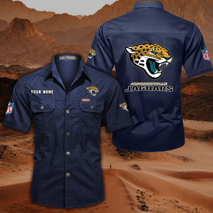 FINAL SALE - NEW CUSTOMIZED NFL30 JSJ JACKSONVILLE JAGUARS MUTICOLOR MEN'S CARGO SHIRT