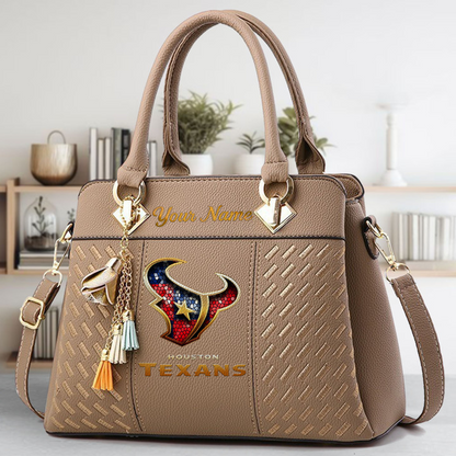 LIMITED EDITION - NEW CUSTOMIZED NFL15 HTT HOUSTON TEXANS LUXURY HANDBAG IN MULTIPLE COLORS