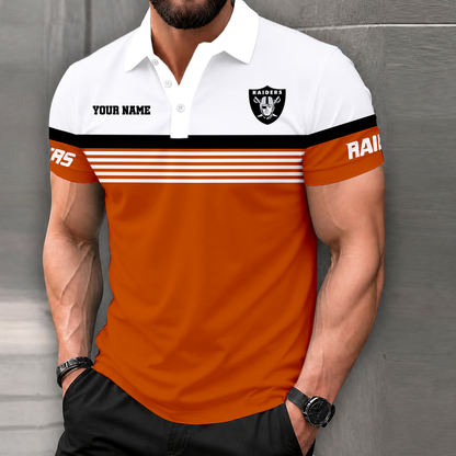 FINAL SALE - NEW CUSTOMIZED NFL07 LVR LAS VEGAS RAIDERS POLO SHIRT