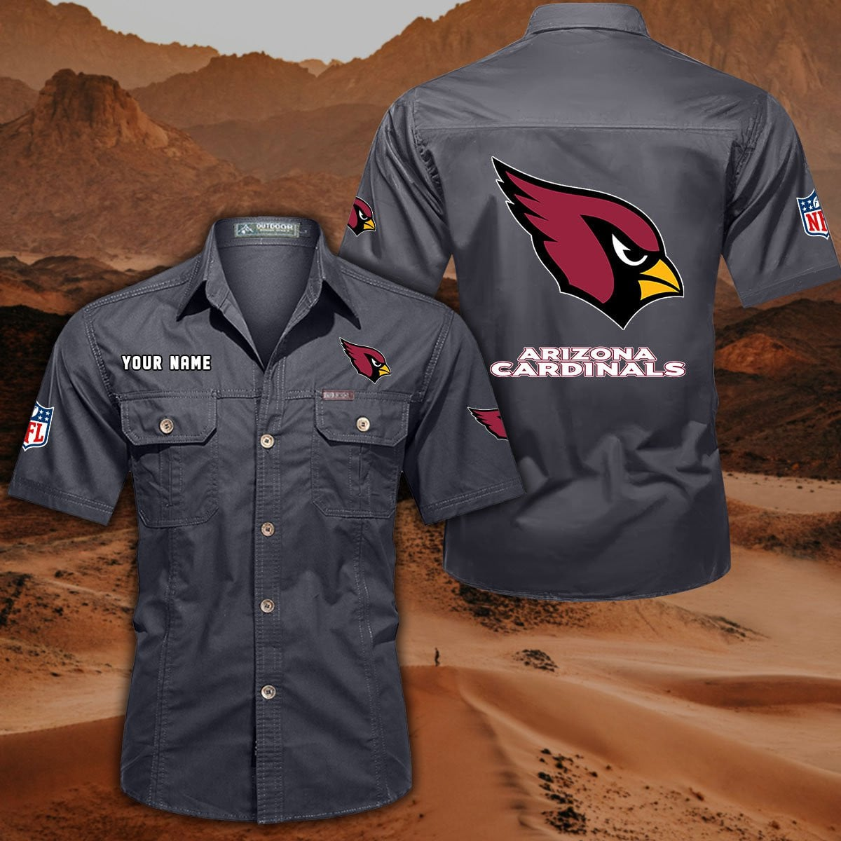 FINAL SALE - NEW CUSTOMIZED NFL20 ARC ARIZONA CARDINALS MUTICOLOR MEN'S CARGO SHIRT