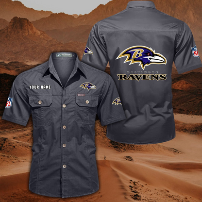FINAL SALE - NEW CUSTOMIZED NFL28 BTR BALTIMORE RAVENS MUTICOLOR MEN'S CARGO SHIRT