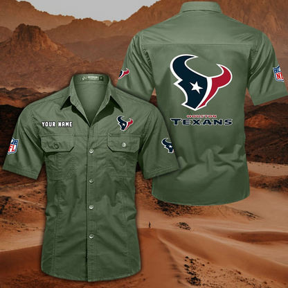 FINAL SALE - NEW CUSTOMIZED NFL15 HTT HOUSTON TEXANS MUTICOLOR MEN'S CARGO SHIRT