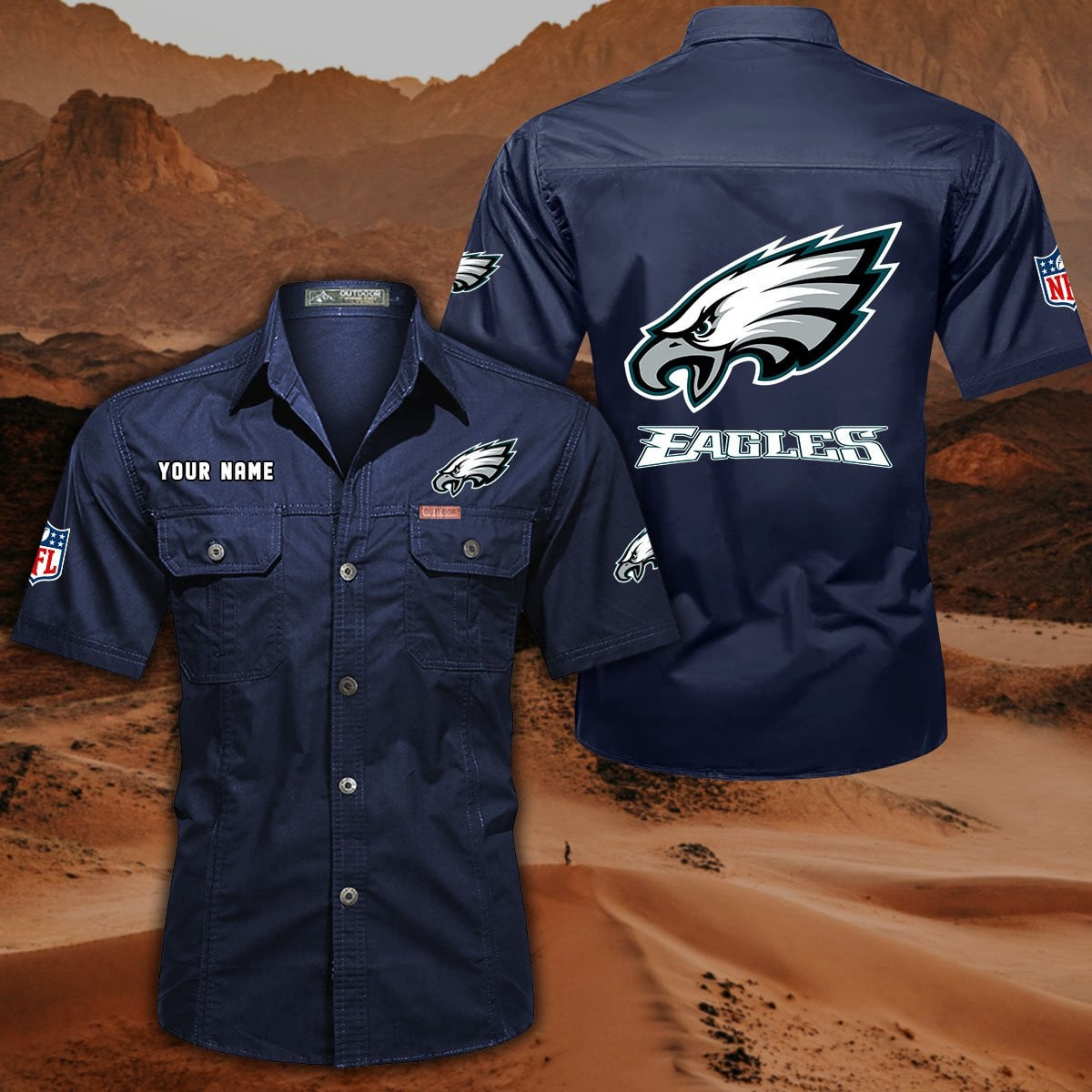 FINAL SALE - NEW CUSTOMIZED NFL02 PPE PHILADELPHIA EAGLES MUTICOLOR MEN'S CARGO SHIRT