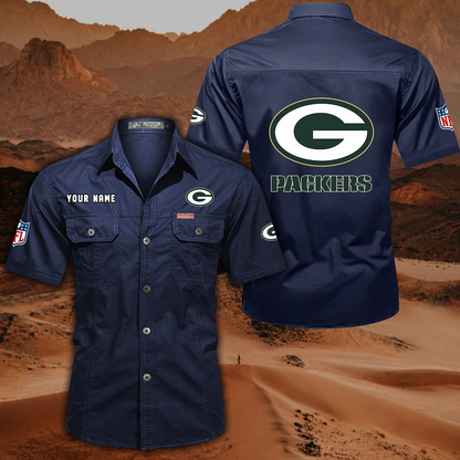 FINAL SALE - NEW CUSTOMIZED NFL08 GBP GREEN BAY PACKERS MUTICOLOR MEN'S CARGO SHIRT