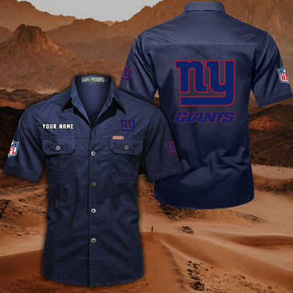FINAL SALE - NEW CUSTOMIZED NFL32 NYG NEW YORK GIANTS MUTICOLOR MEN'S CARGO SHIRT