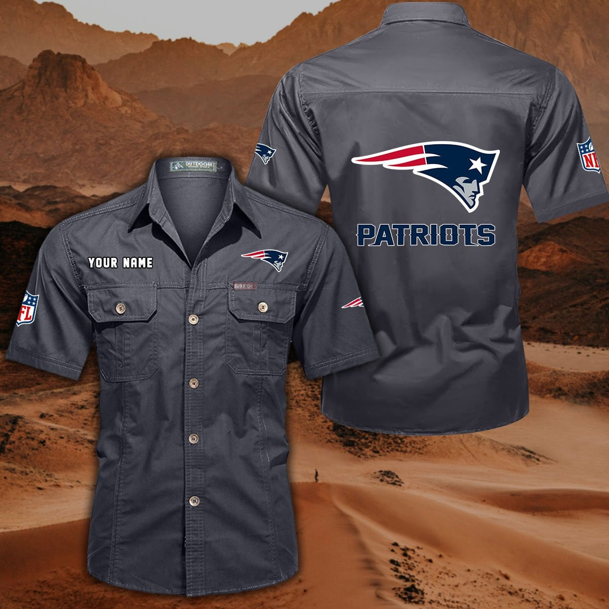 FINAL SALE - NEW CUSTOMIZED NFL27 NEP NEW ENGLAND PATRIOTS MUTICOLOR MEN'S CARGO SHIRT