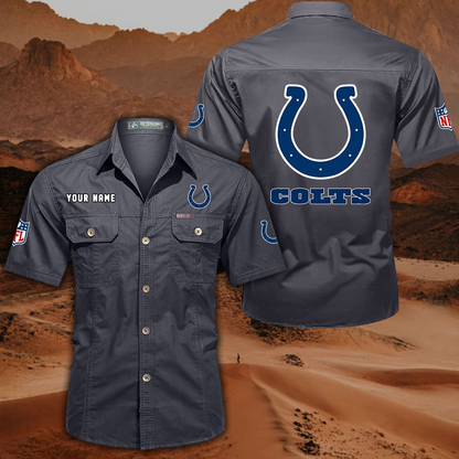 FINAL SALE - NEW CUSTOMIZED NFL17 IDC INDIANAPOLIS COLTS MUTICOLOR MEN'S CARGO SHIRT