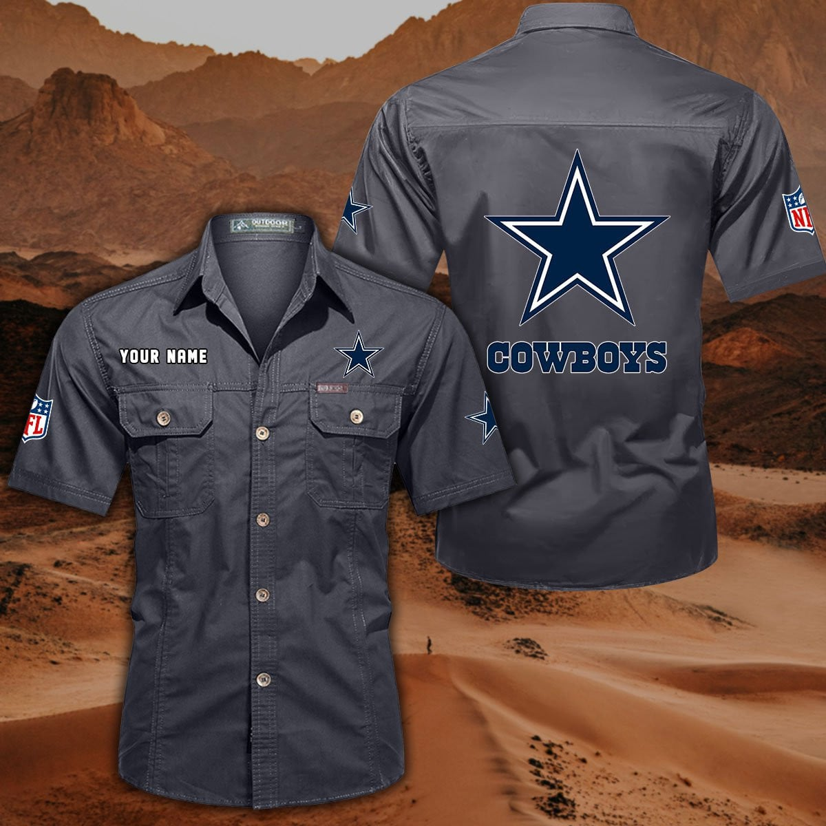 FINAL SALE - NEW CUSTOMIZED NFL21 DCB DALLAS COWBOYS MUTICOLOR MEN'S CARGO SHIRT