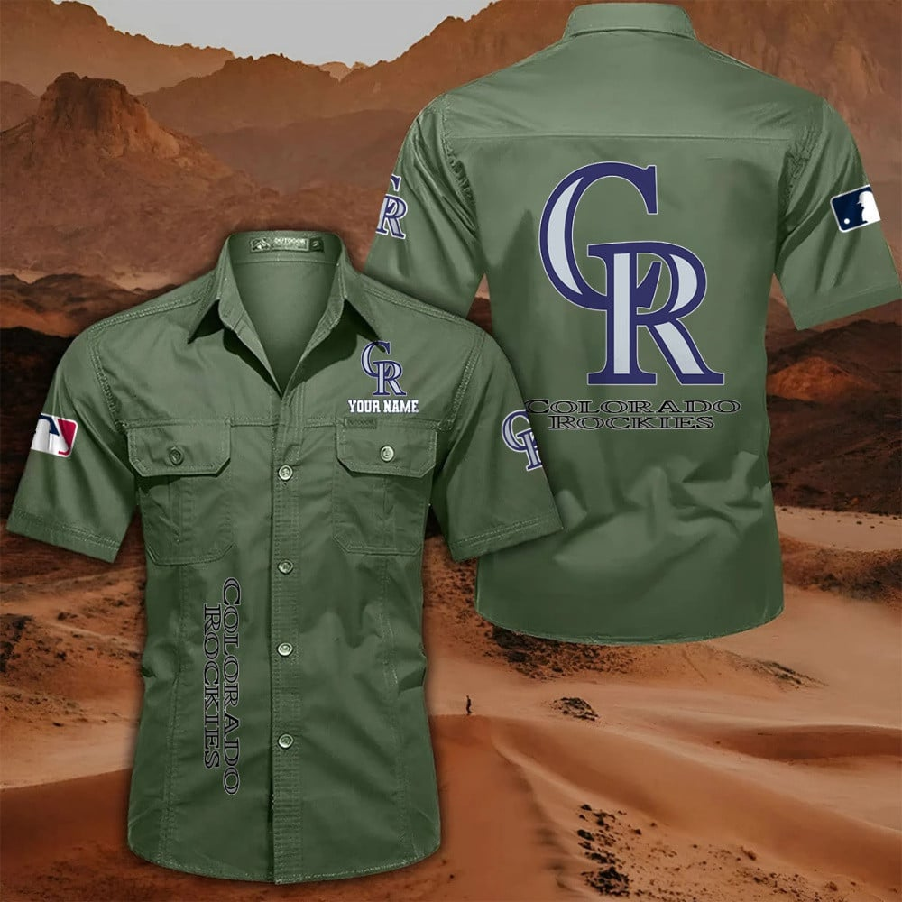 LIMITED EDITION - NEW CUSTOMIZED MLB30 COR COLORADO ROCKIES MEN'S CARGO SHIRT