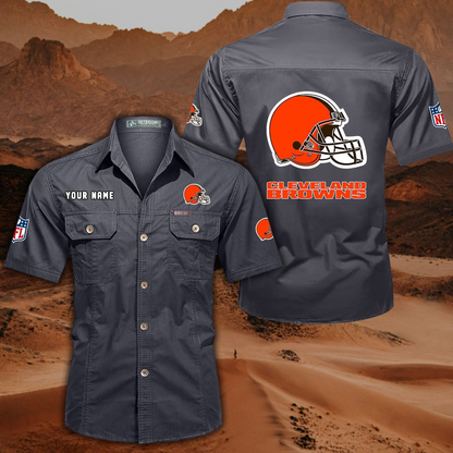 FINAL SALE - NEW CUSTOMIZED NFL29 CLB CLEVELAND BROWNS MUTICOLOR MEN'S CARGO SHIRT