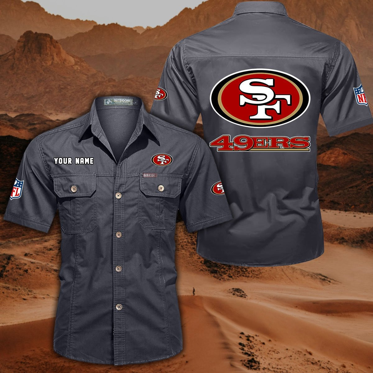FINAL SALE - NEW CUSTOMIZED NFL11 SF49 SAN FRANCISCO 49ERS MUTICOLOR MEN'S CARGO SHIRT