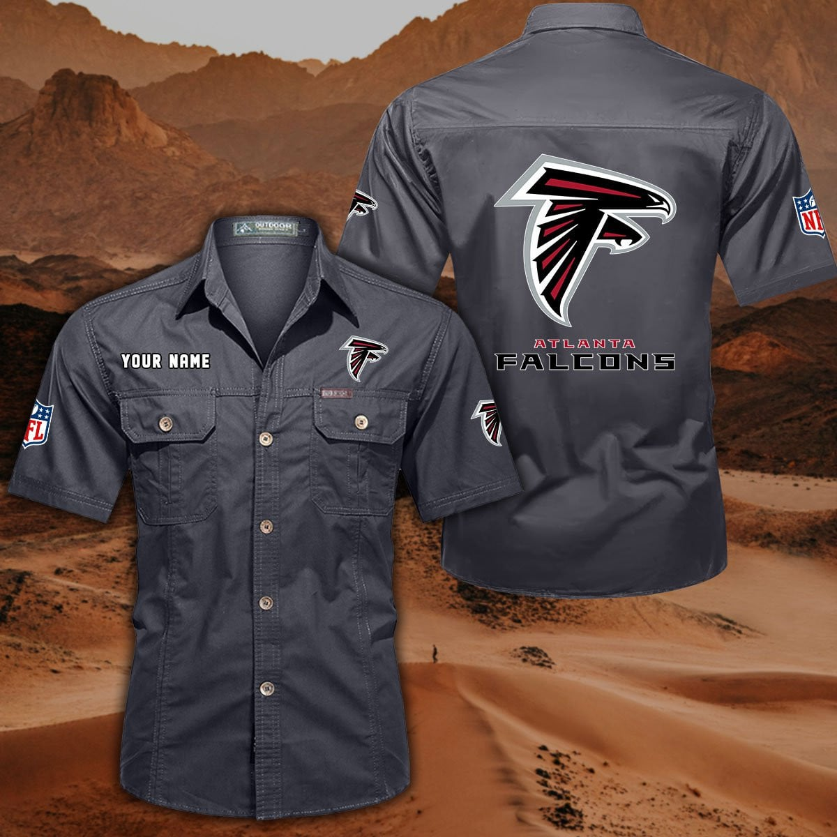 FINAL SALE - NEW CUSTOMIZED NFL18 ATF ATLANTA FALCONS MUTICOLOR MEN'S CARGO SHIRT