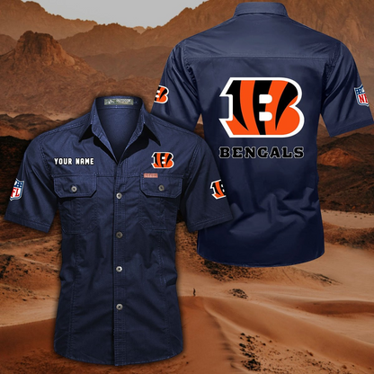 FINAL SALE - NEW CUSTOMIZED NFL16 CCB CINCINNATI BENGALS MUTICOLOR MEN'S CARGO SHIRT