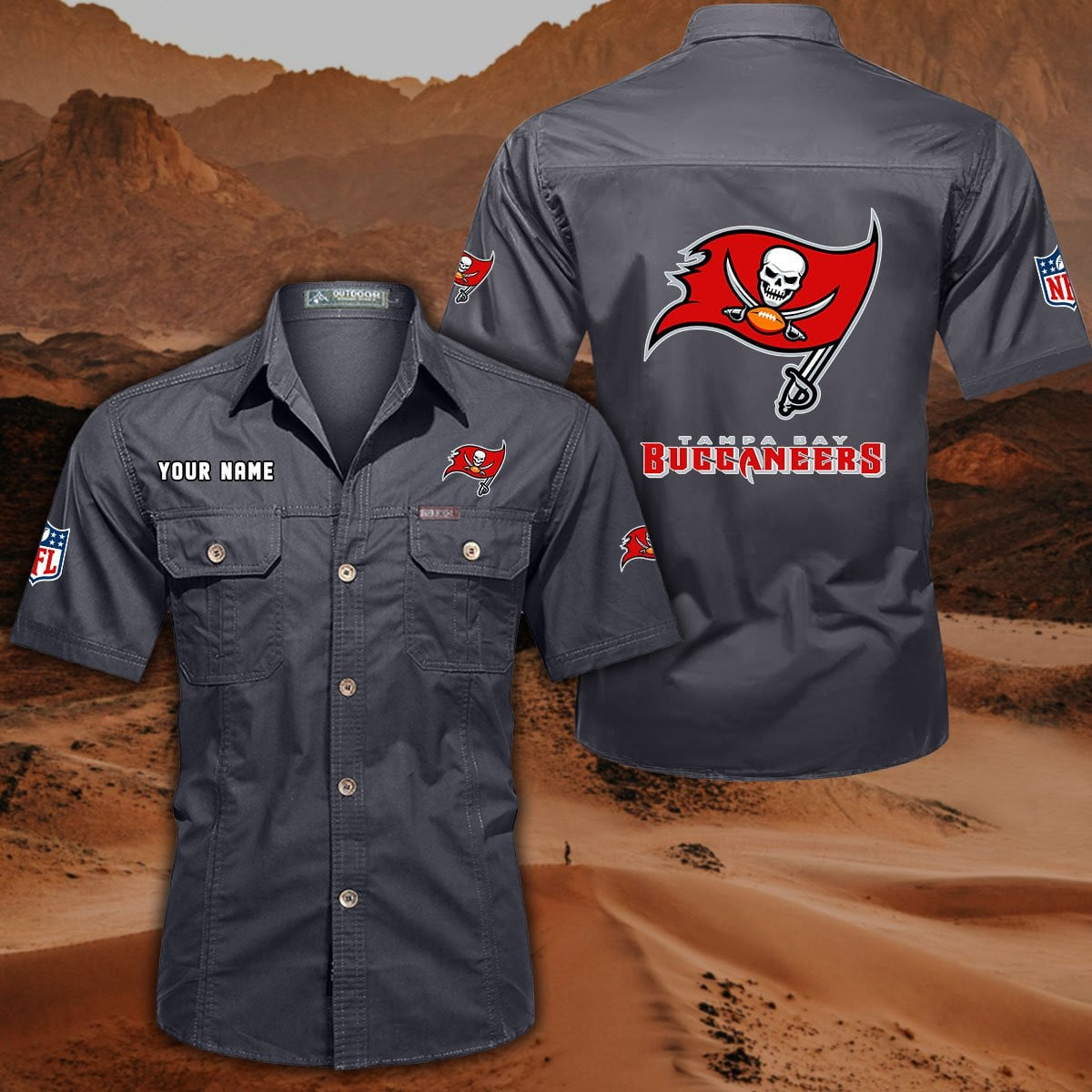FINAL SALE - NEW CUSTOMIZED NFL10 TBB TAMPA BAY BUCCANEERS MUTICOLOR MEN'S CARGO SHIRT