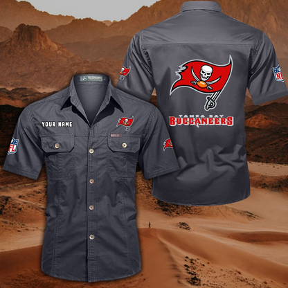 FINAL SALE - NEW CUSTOMIZED NFL10 TBB TAMPA BAY BUCCANEERS MUTICOLOR MEN'S CARGO SHIRT