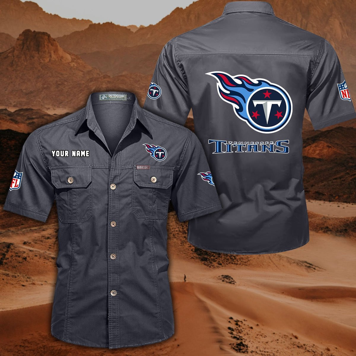 FINAL SALE - NEW CUSTOMIZED NFL31 TST TENNESSEE TITANS MUTICOLOR MEN'S CARGO SHIRT